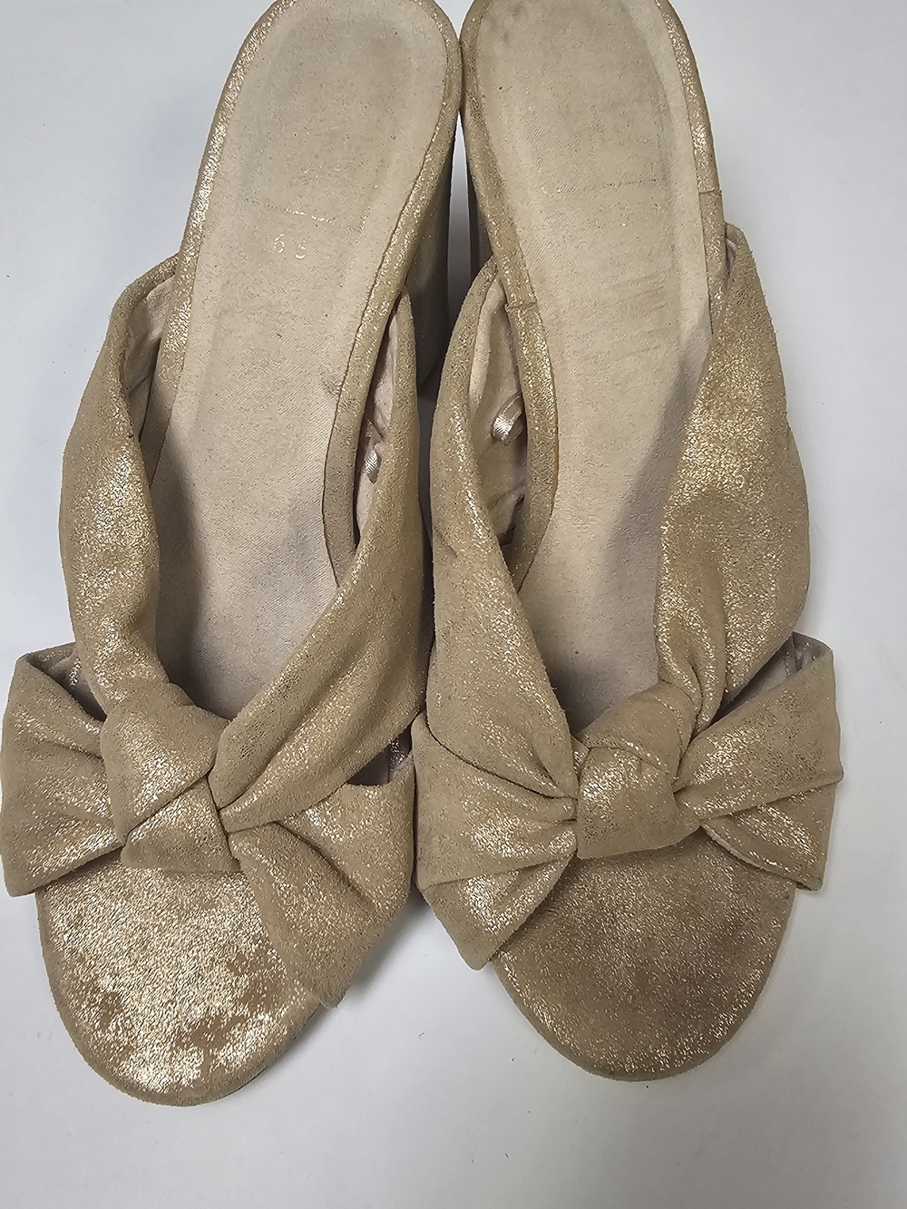 GAP Metallic Gold Knot-Front Slide Mules